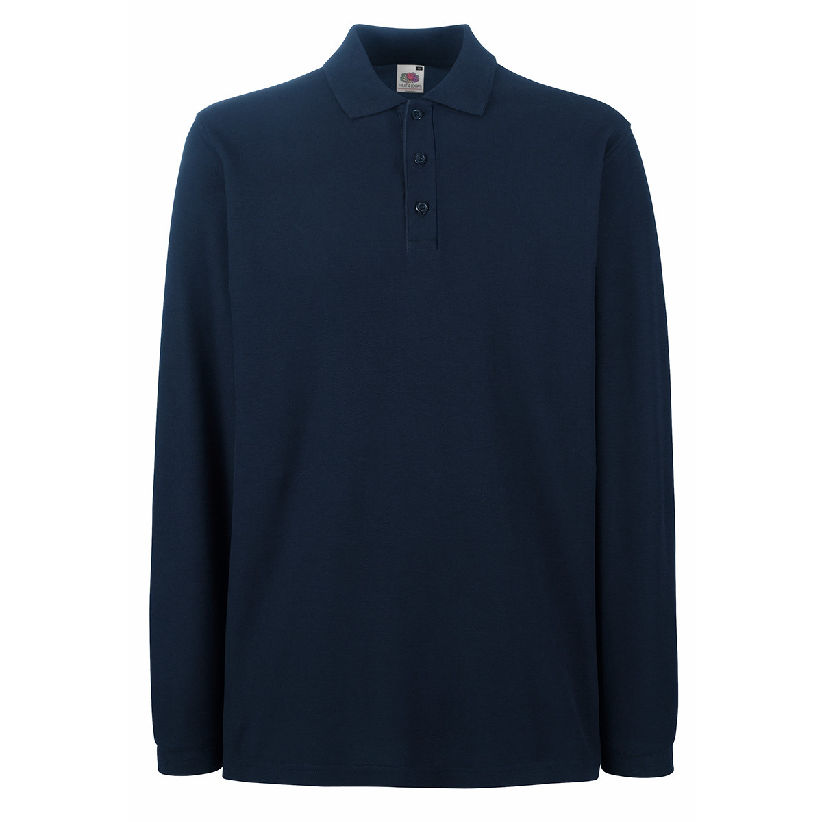 Polo unisex blu scuro a maniche lunghe con bottoni