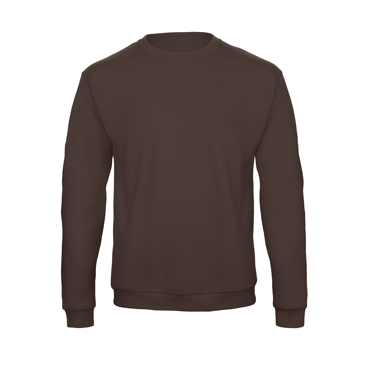 Felpa marrone in cotone/poliestere con girocollo e felpata internamente