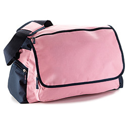 Borsa rosa e blu scura da sport con zip, tasconi laterali e frontali