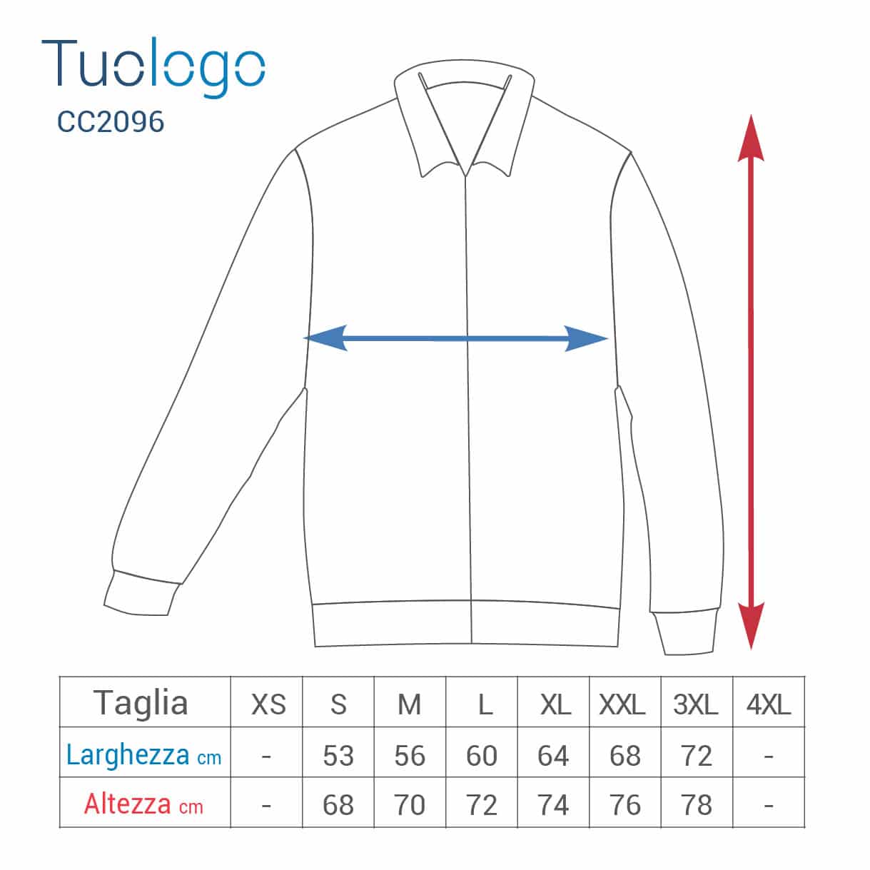 Tabella taglia altezza e larghezza