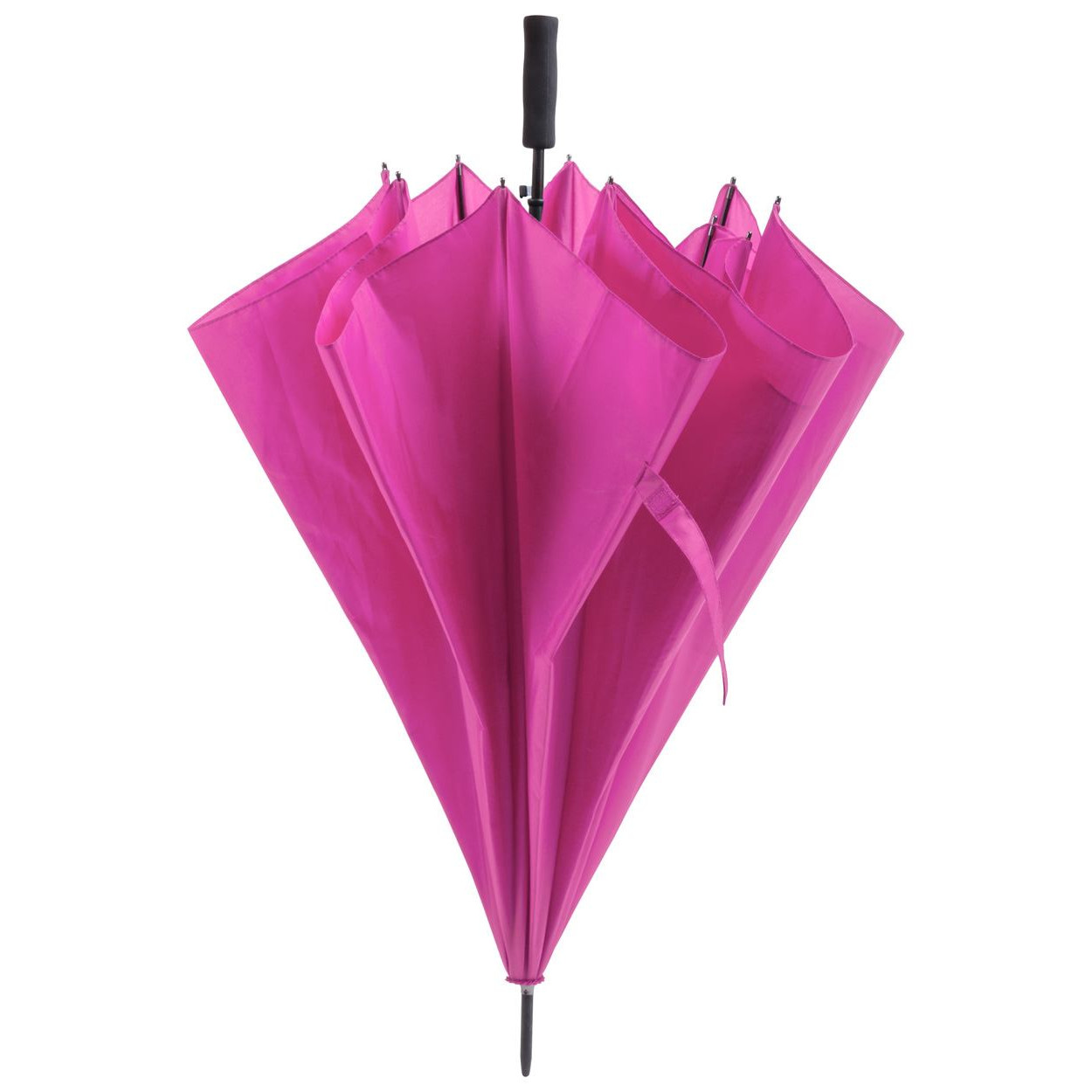 Ombrello rosa con asta e telaio in metallo, stecche in abs e manico in eva