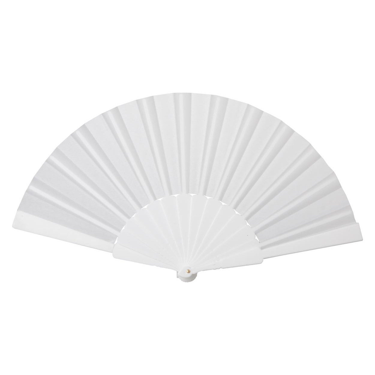 Ventaglio in tessuto bianco con bastoncino di plastica