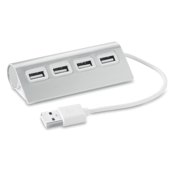 Hub con quattro ingressi usb grigio e bianco