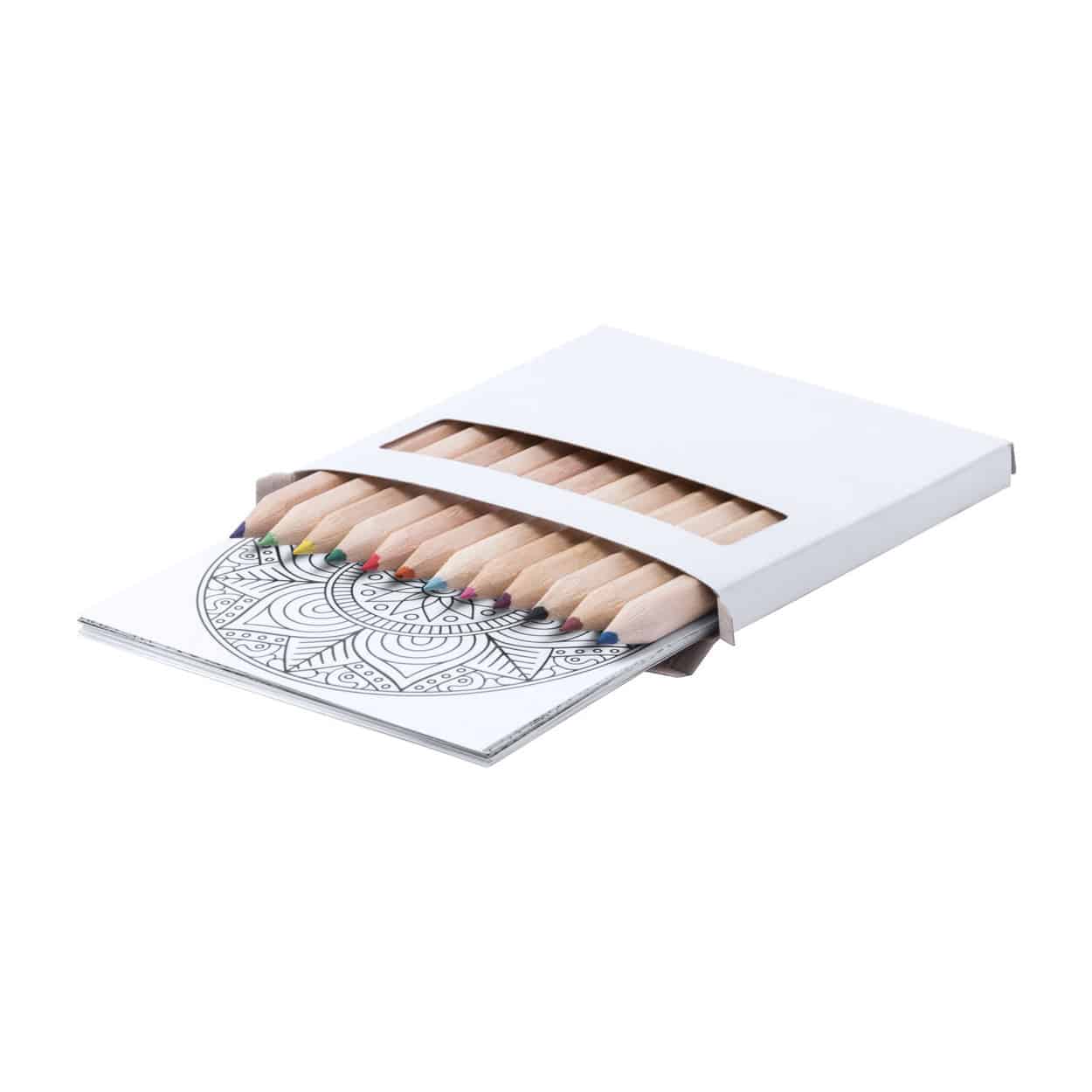 Set da colorare compreso di dodici matite e dodici disegni