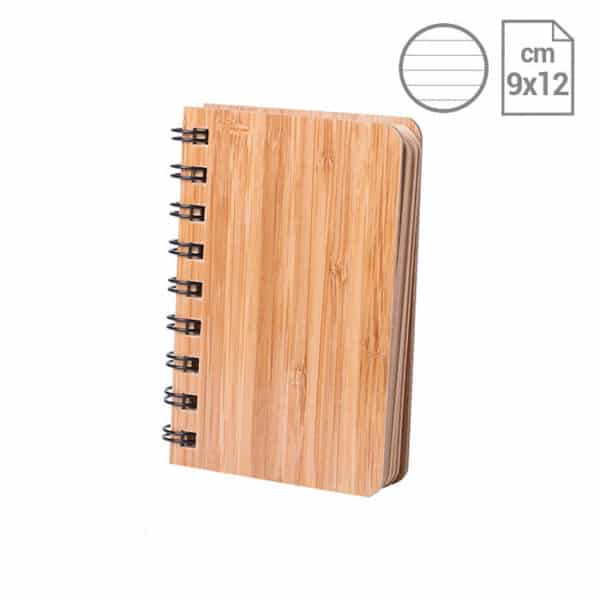 Bloc notes in bamboo con ottanta fogli a righe