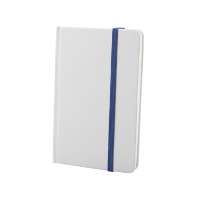 Blocnotes in cartone bianco con elastico blu