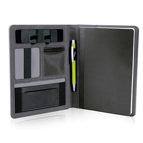 Interno portablocco nero in poliestere con tasche interne e porta penna