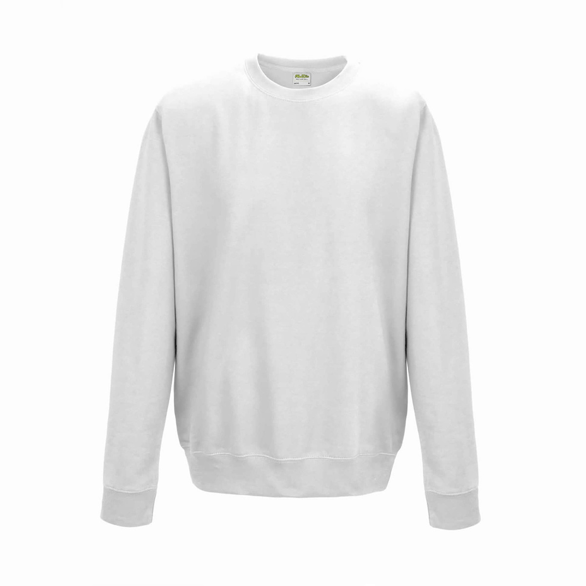 Felpa bianca in cotone con girocollo e felpata internamente