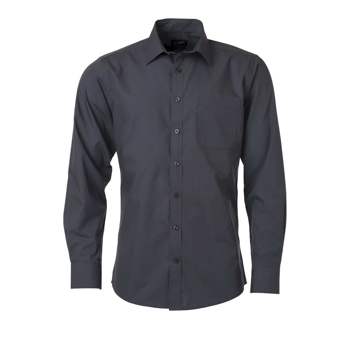 Camicia da uomo manica lunga grigio carbone con bottoni in tinta