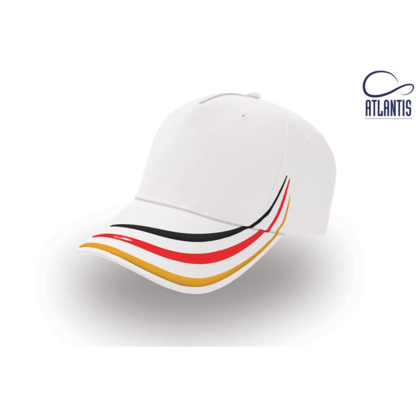 Cappello bianco in cotone con stampa a colori