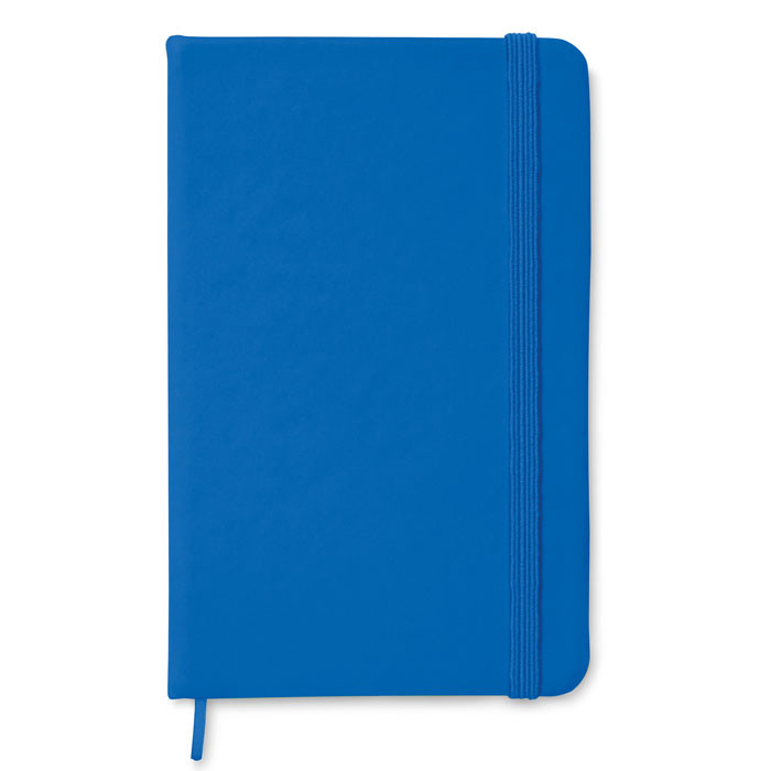 Bloc notes con copertina in poliuretano blu con chiusura a elastico