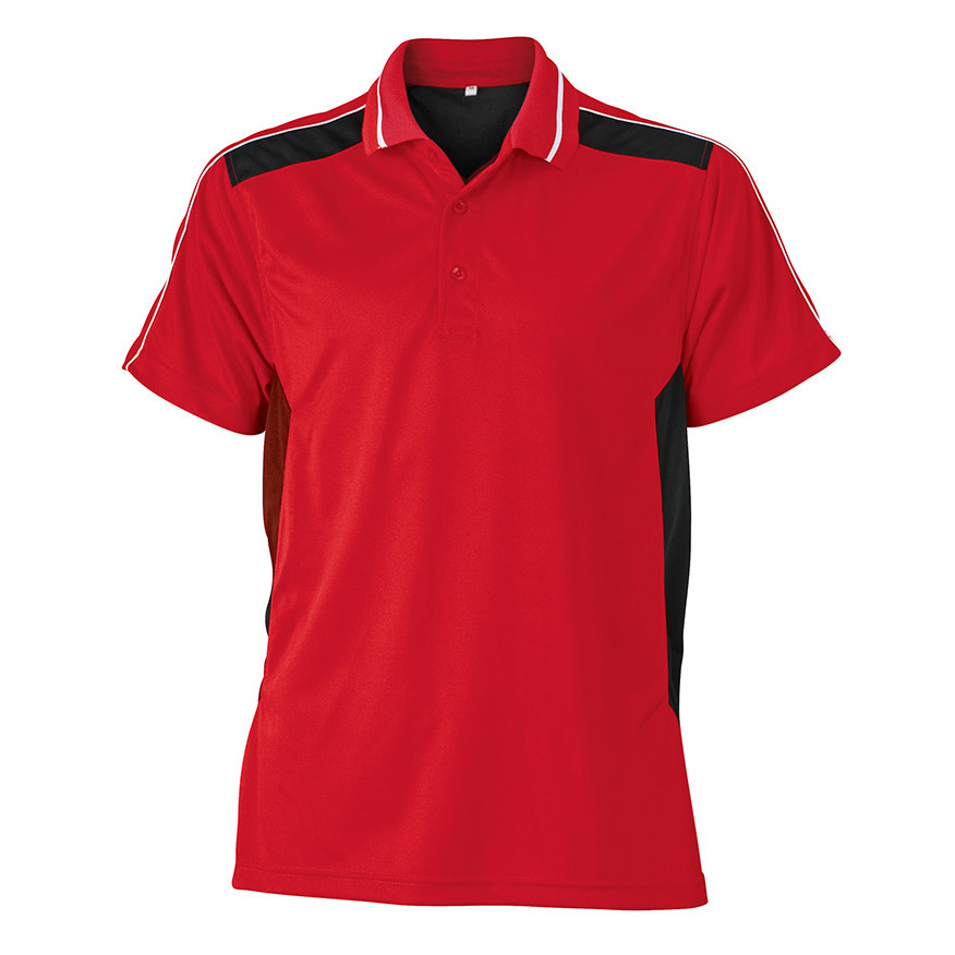 Polo manica corta rossa con inserti contrasto neri