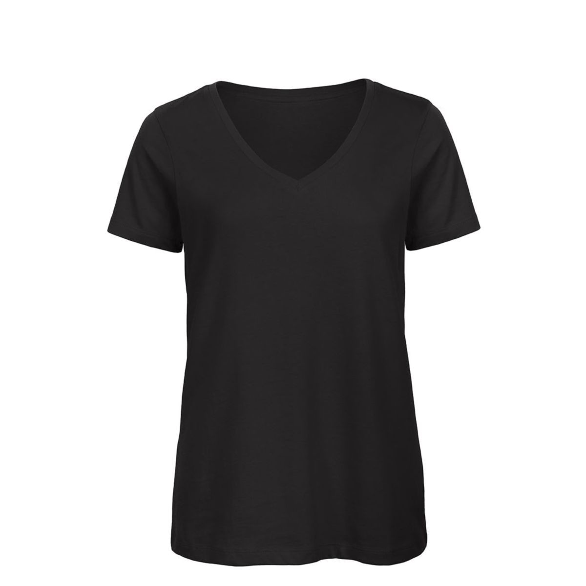 Tshirt manica corta e scollo in cotone a V di colore nero