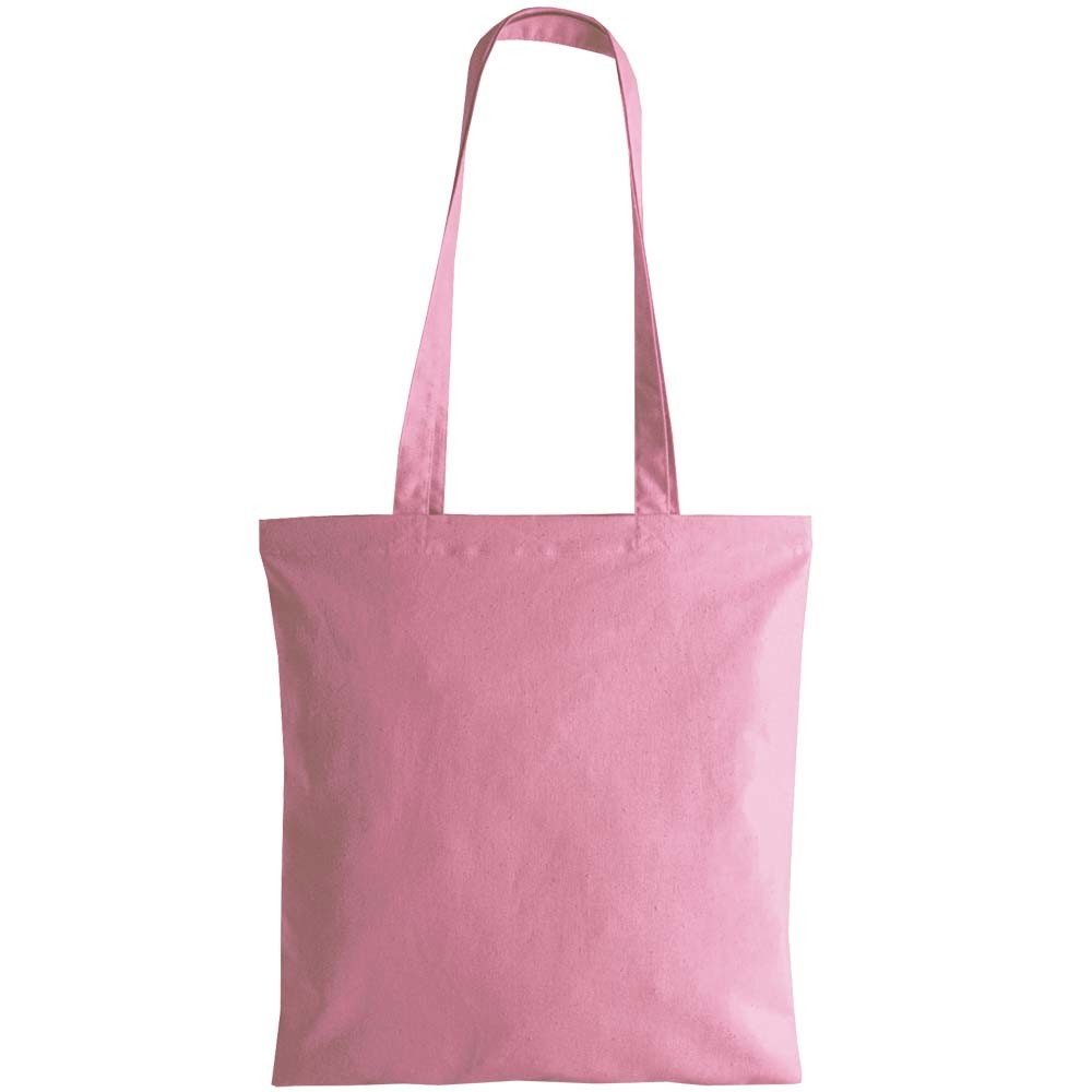Shopper in cotone rosa con manici lunghi