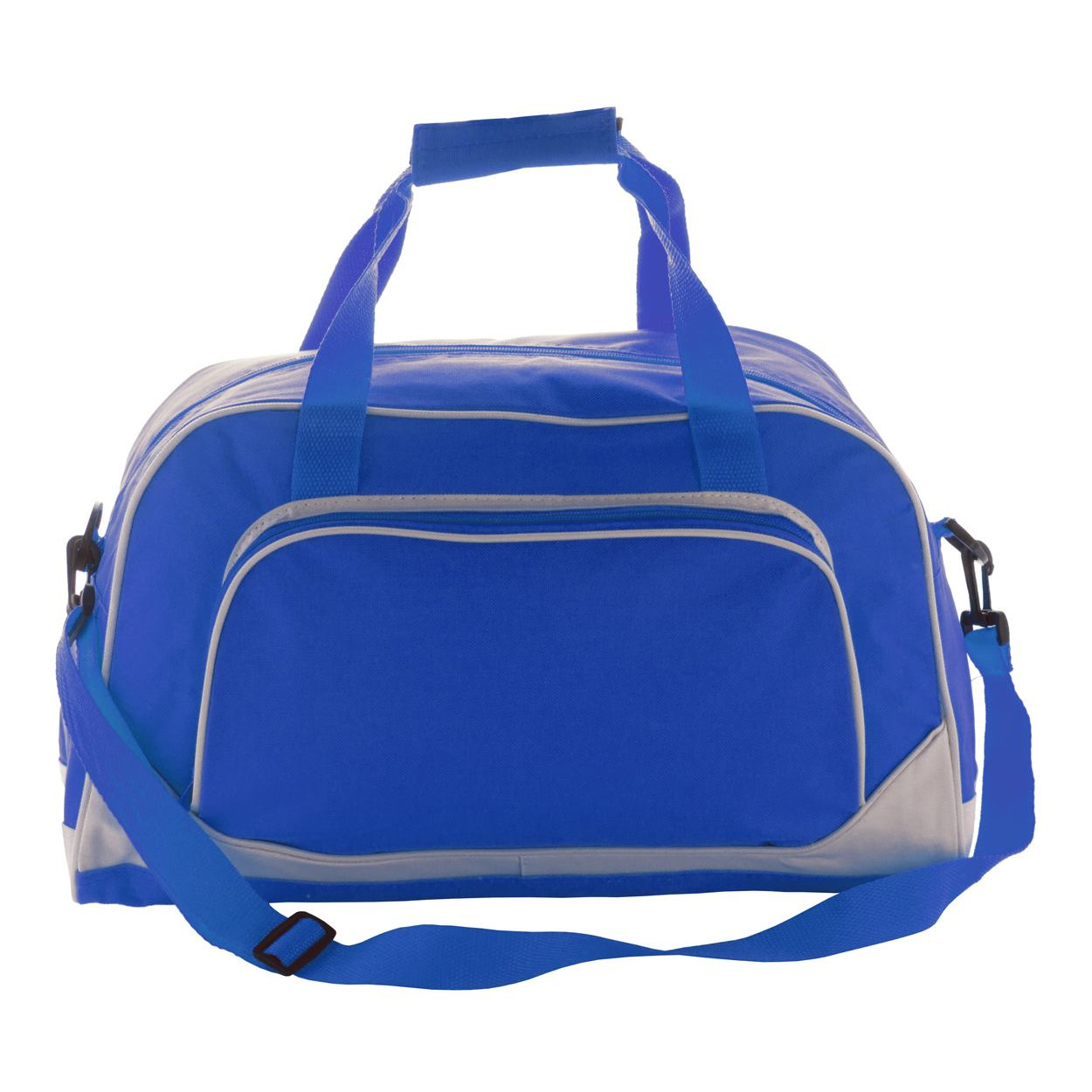 Borsa in poliestere blu con zip e tracolla regolabile