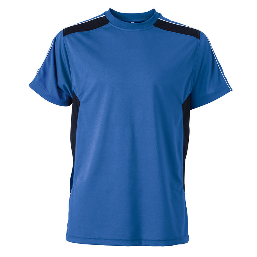Tshirt traspirante manica corta blu royal con inserti contrasto neri