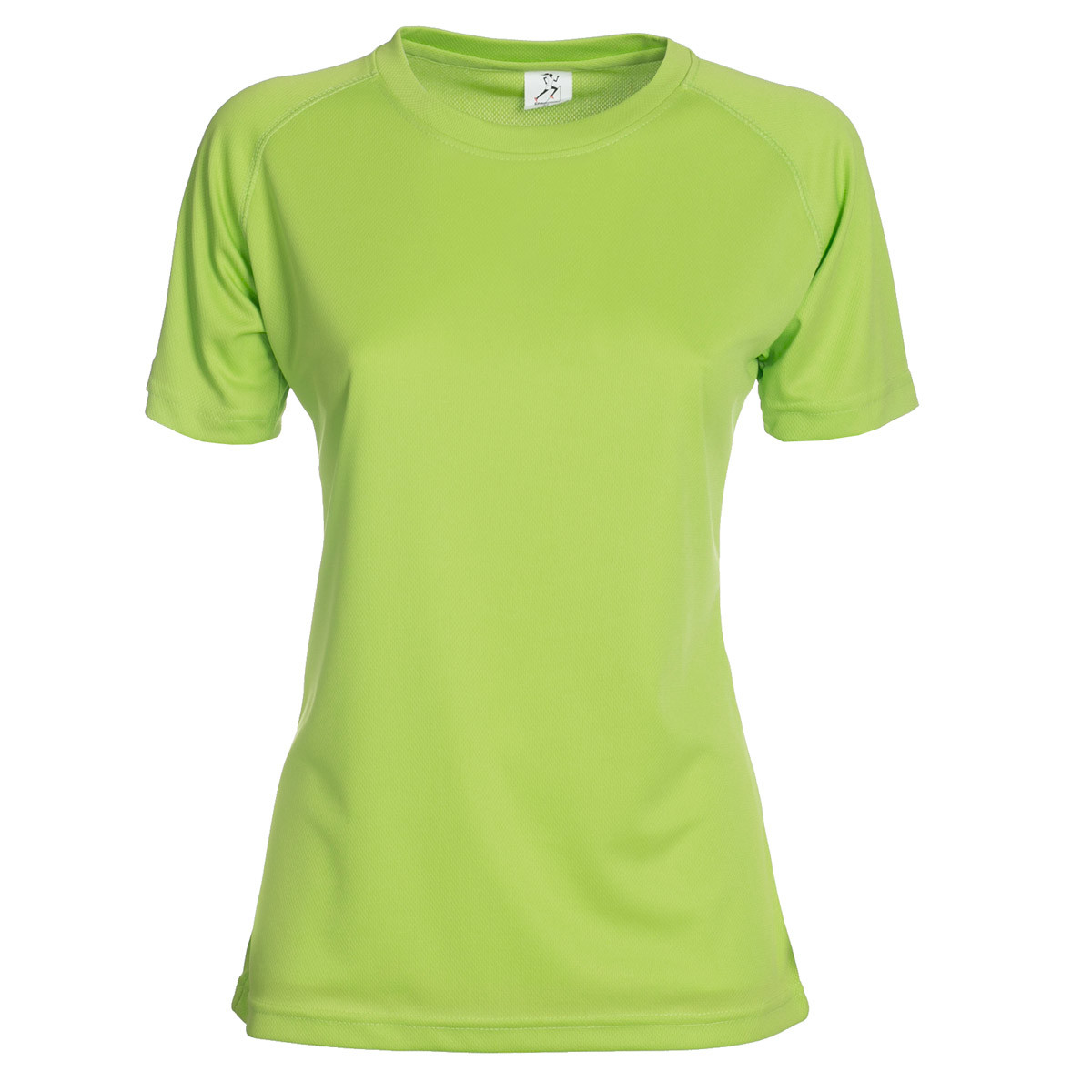 Maglietta sportiva da donna verde lime in tessuto traspirante