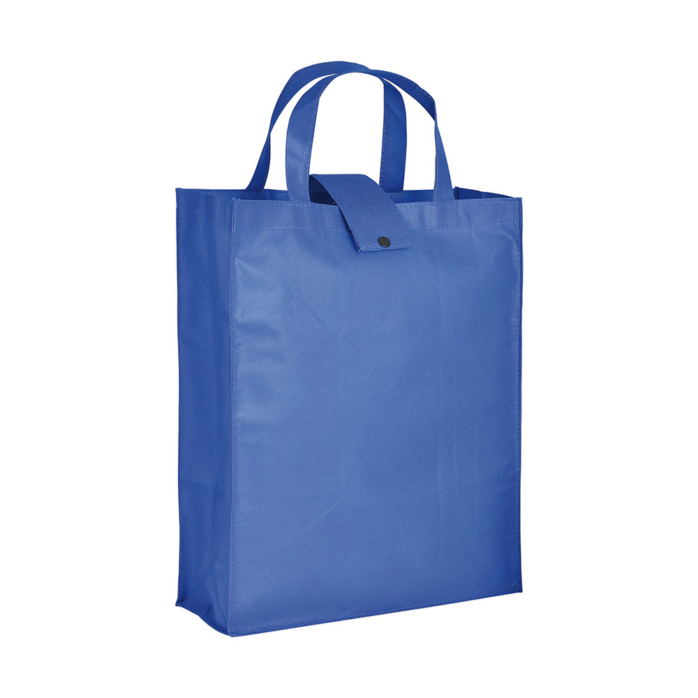 Shopper richiudibile in tnt blu con manici corti