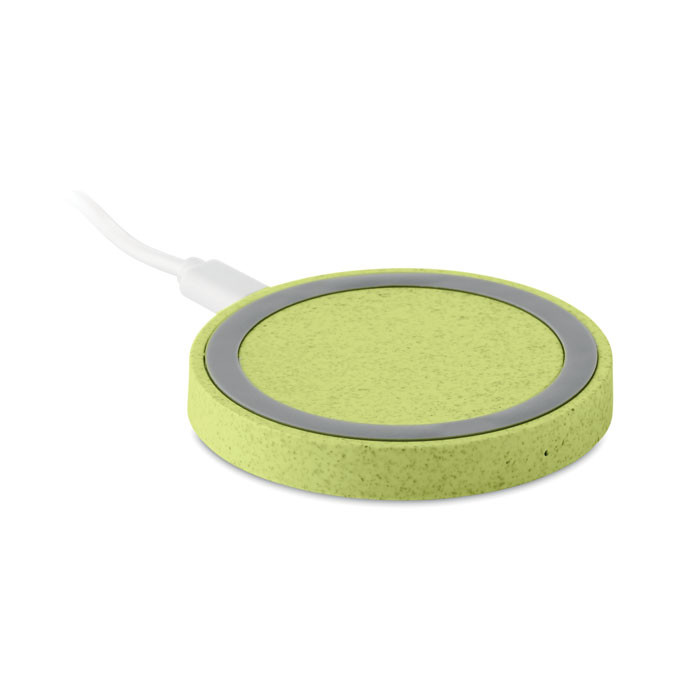 Caricatore wireless verde in paglia di grano e abs