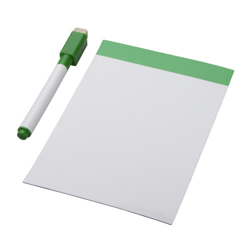 Lavagna magnetica verde con pennarello e spugna per cancellare