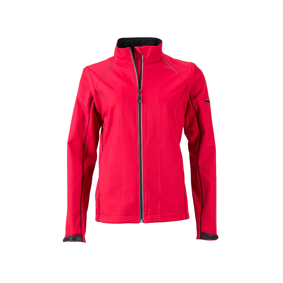 Giacca rossa interno rosso traspirante con dettagli riflettenti su spalle e maniche 100% poliestere