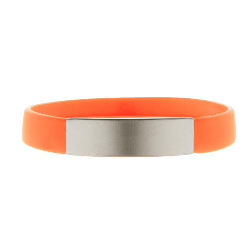 Braccialetto in silicone arancione con piastra in alluminio