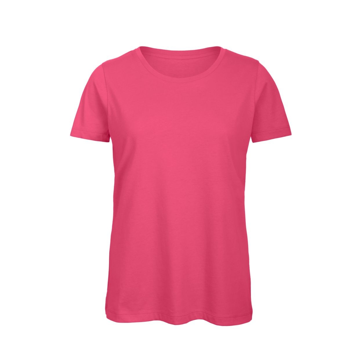 Tshirt donna in cotone organico maniche corte a girocollo di colore corallo