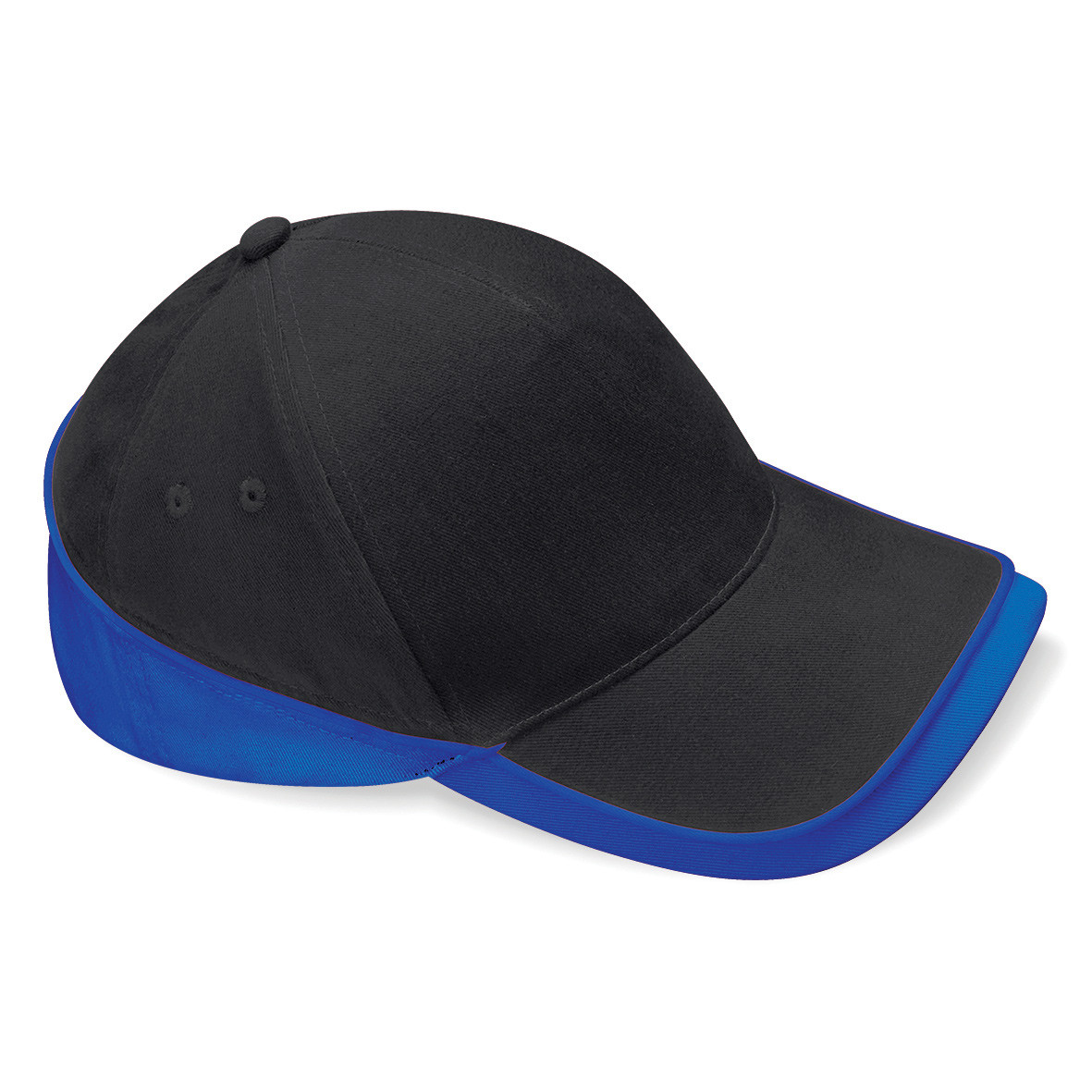 Cappellino con visiera a due colori blu e nero diviso da linea blu