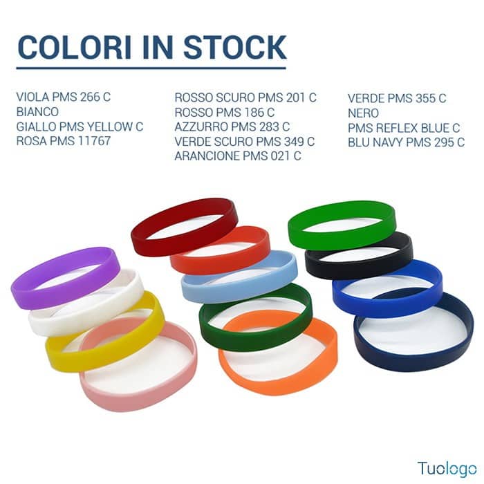 Braccialetti in silicone in tredici colori diversi