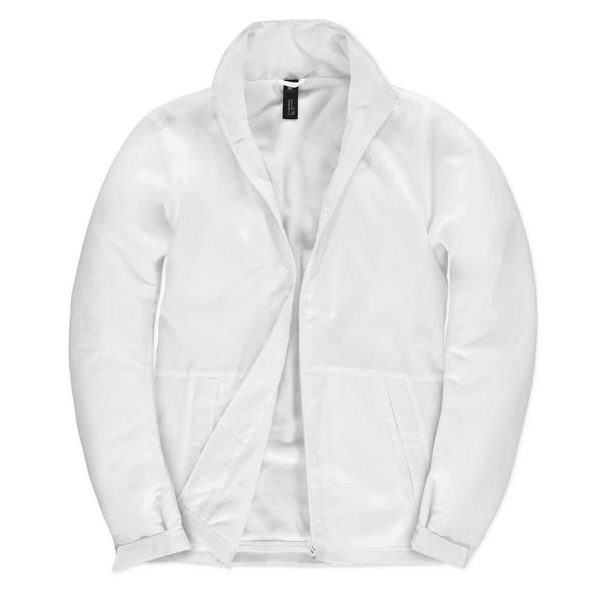 Giacca bianca traspirante, impermeabile e antivento con cappuccio nascosto 100% poliestere
