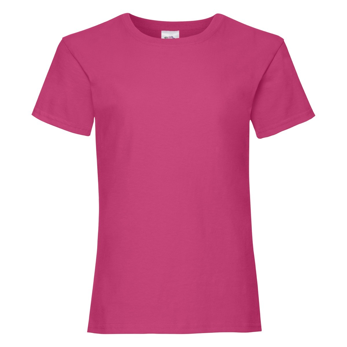Tshirt bambina in cotone manica corta e girocollo di colore corallo