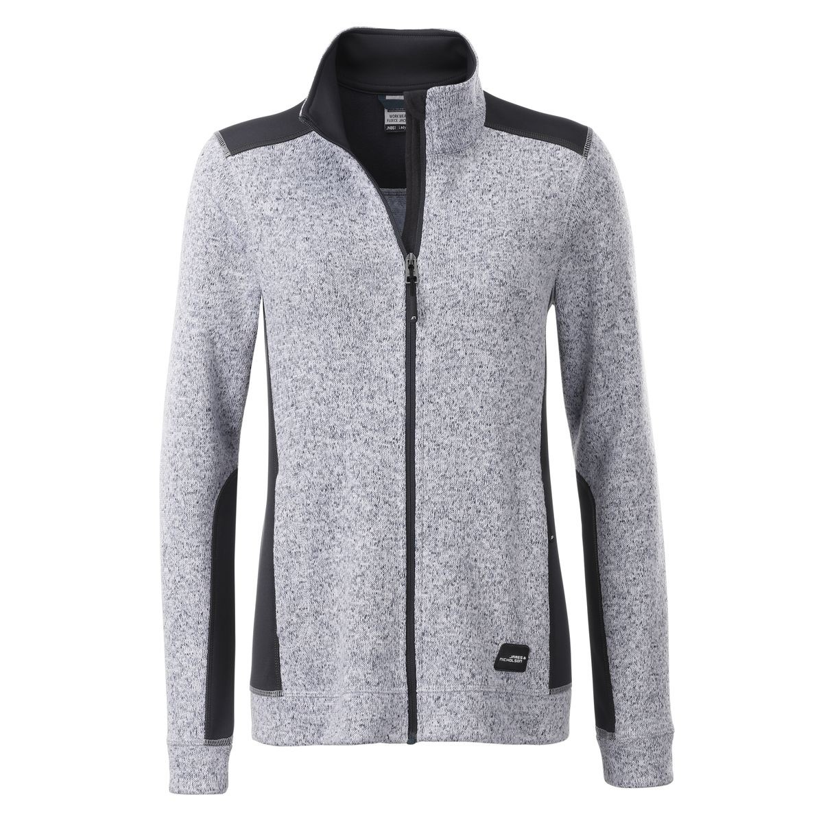 Felpa da donna grigio melange con dettagli neri con zip