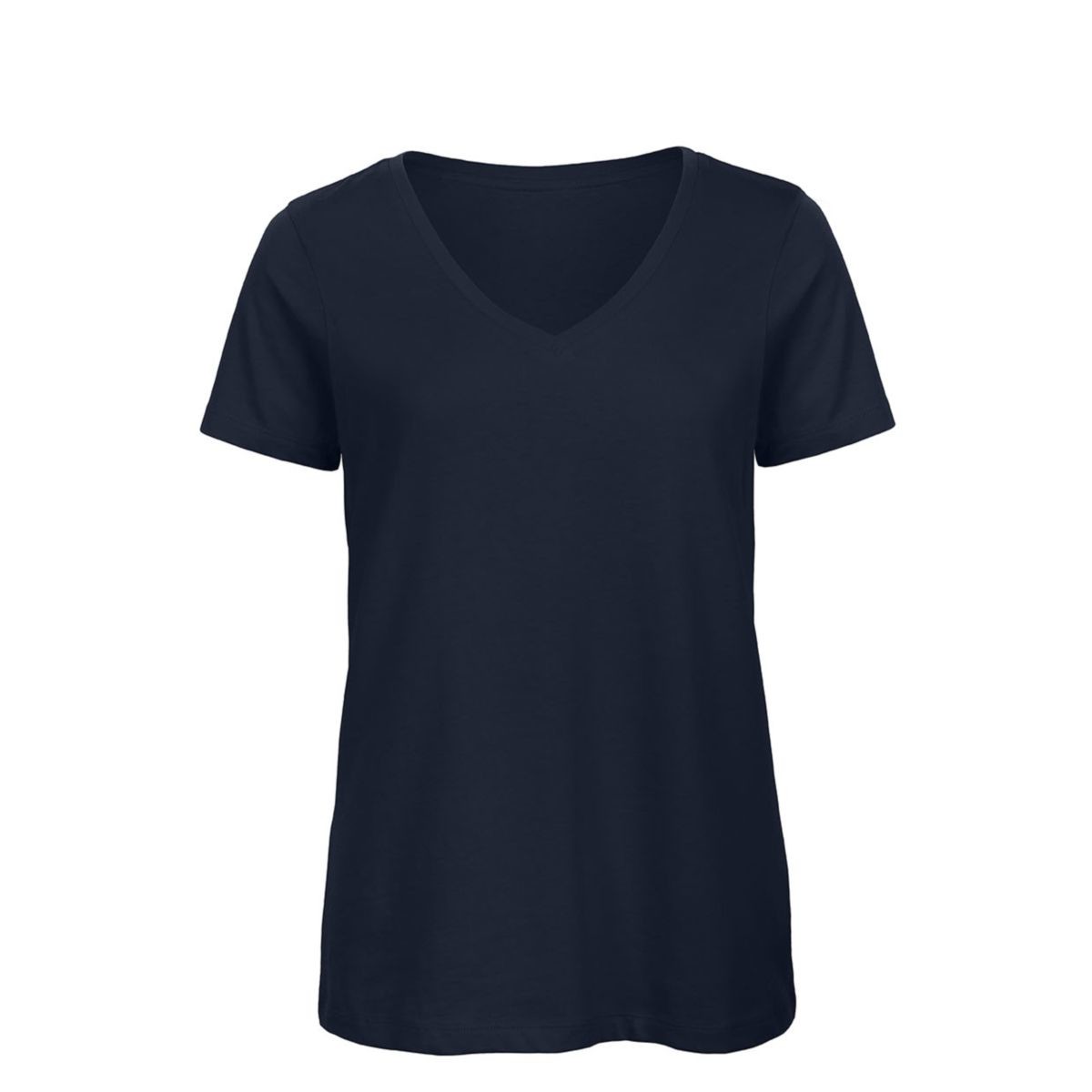 Tshirt manica corta e scollo in cotone a V di colore blu scuro
