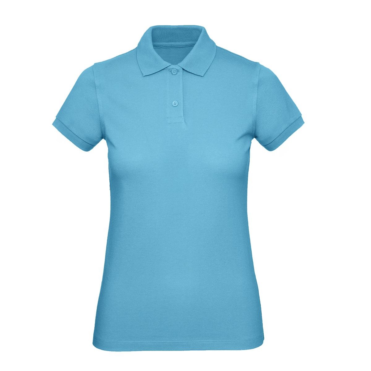 Polo donna very turquoise manica corta con 2 bottoni su sfondo bianco