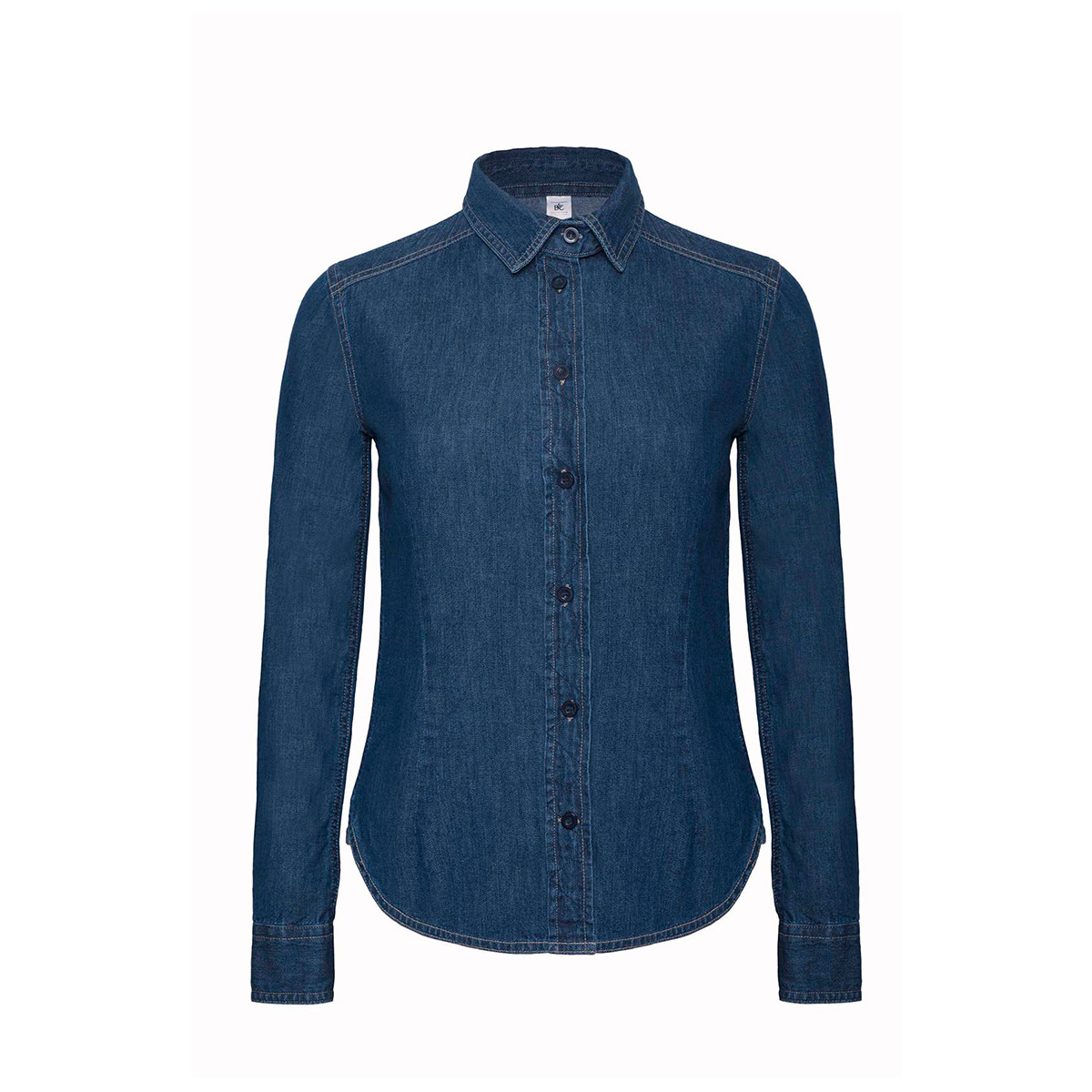 Camicia blu da donna di jeans manica lunga