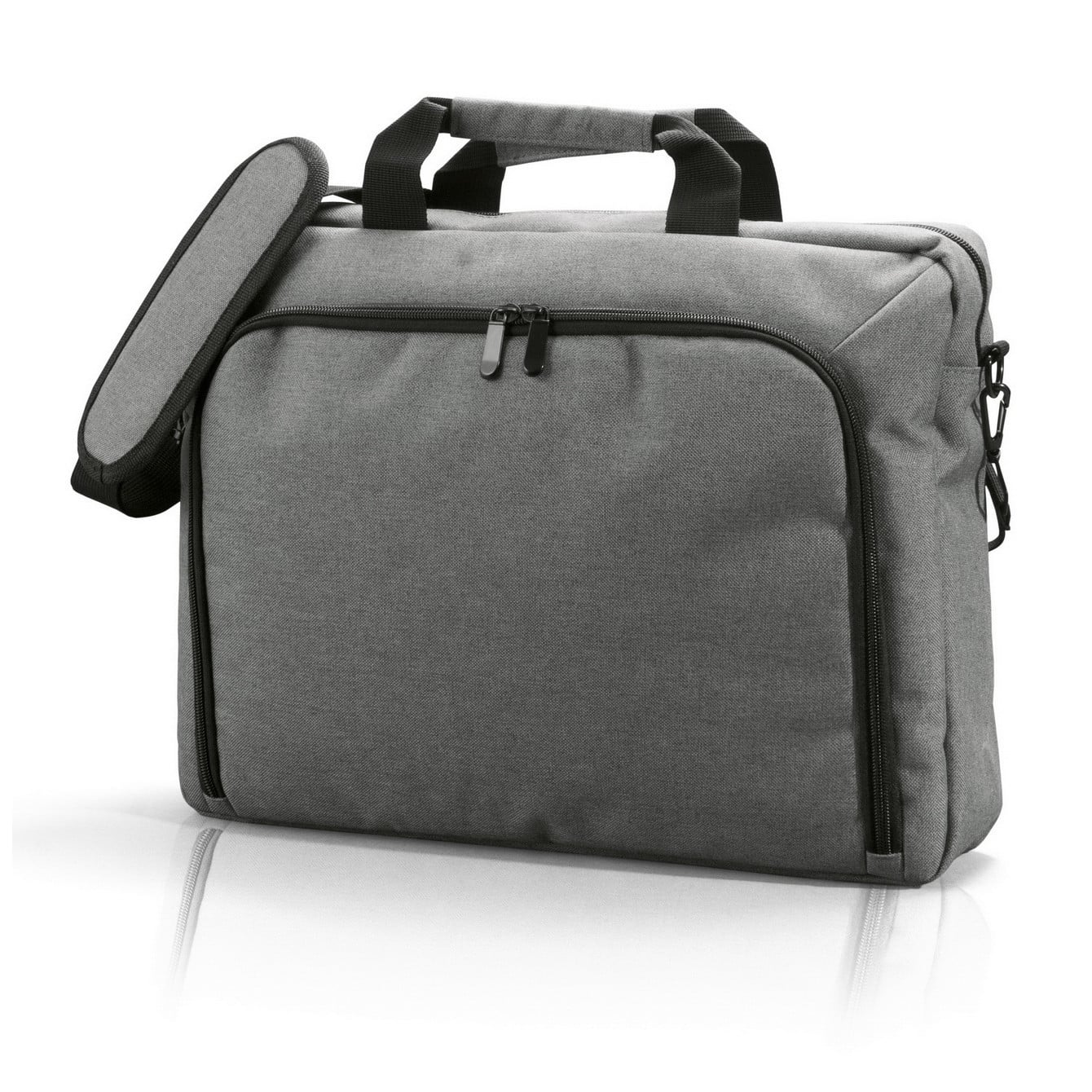Borsa porta computer grigia con zip e tasca posteriore