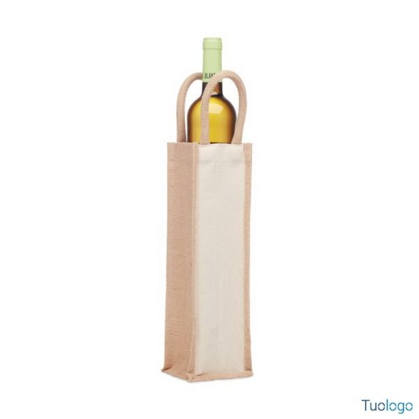 Borsa porta bottiglia di tela, con due manici