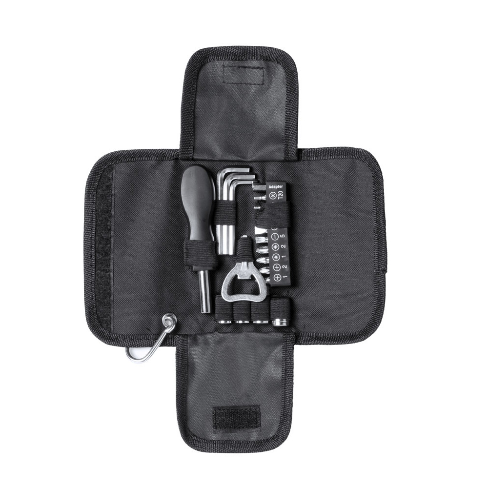 Custodia in poliestere nera con moschettone con attrezzi