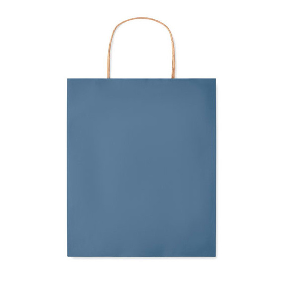 Shopper in carta blu con manici ritorti