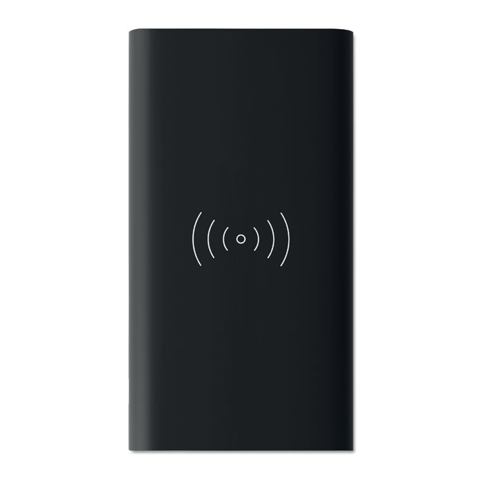 Powerbank nero wireless in abs con finitura gommata