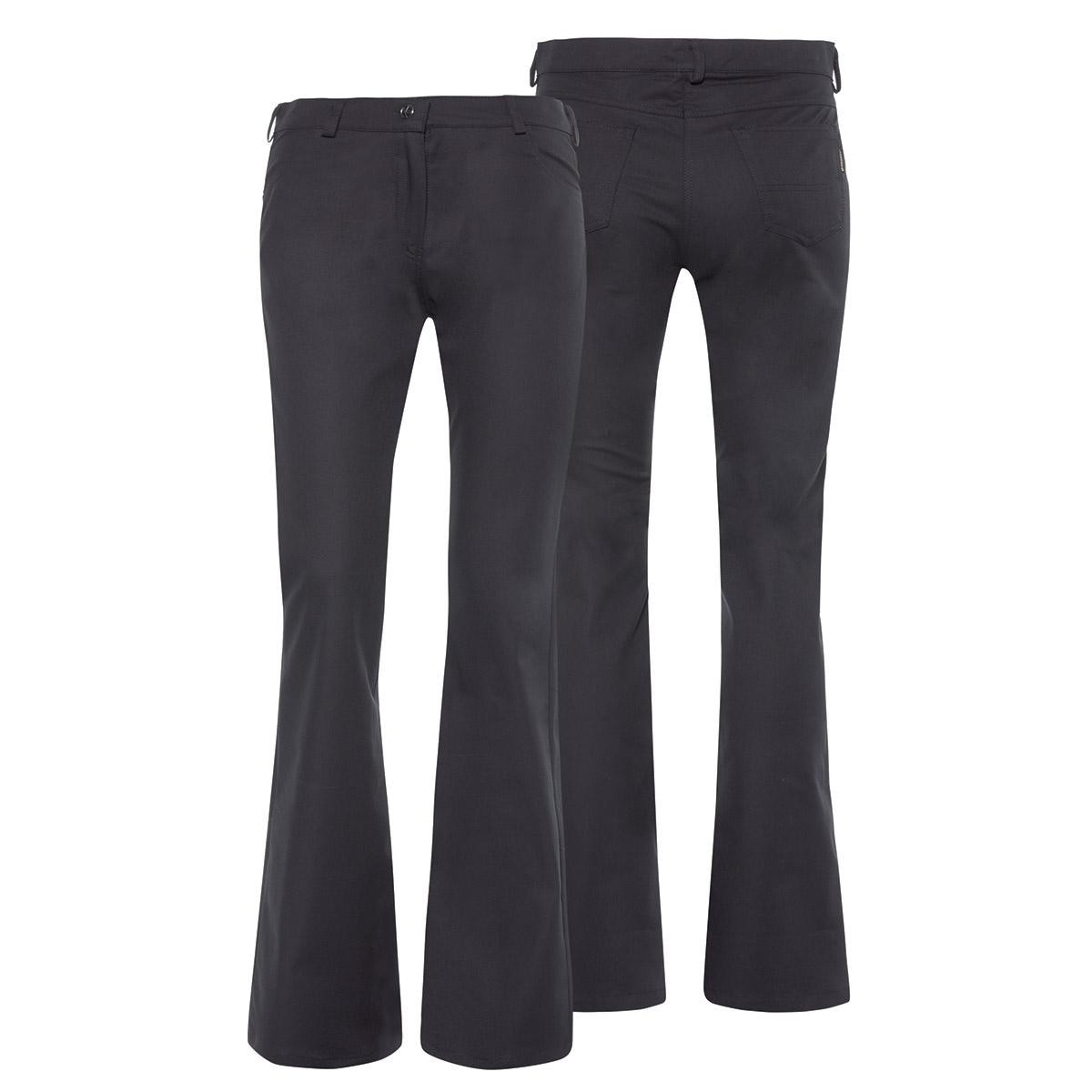 Pantaloni cuoco donna e uomo neri accostati