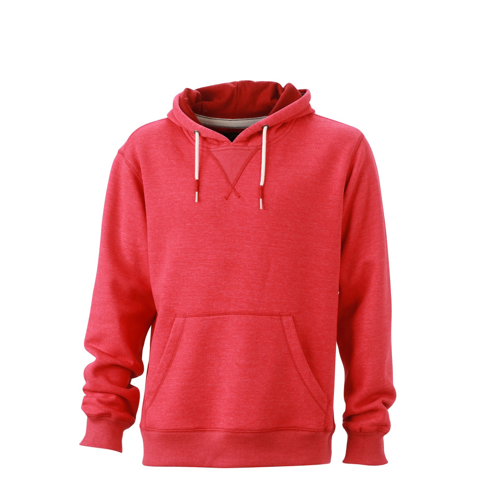 Felpa arancione in cotone con cappuccio e tascone