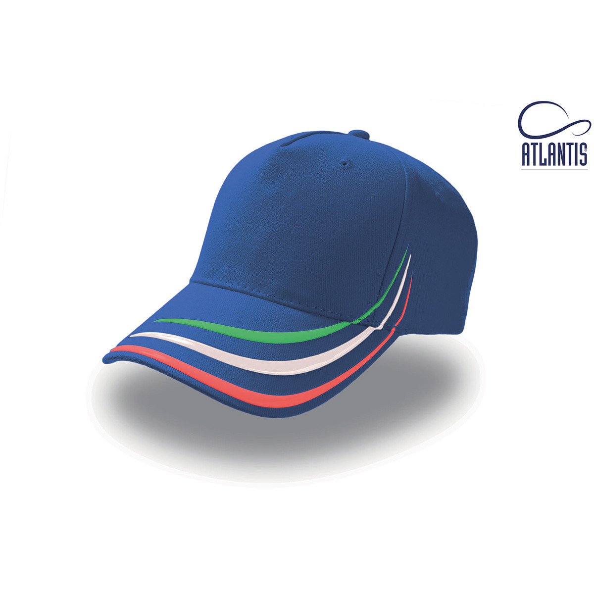 Cappello blu in cotone con stampa a colori