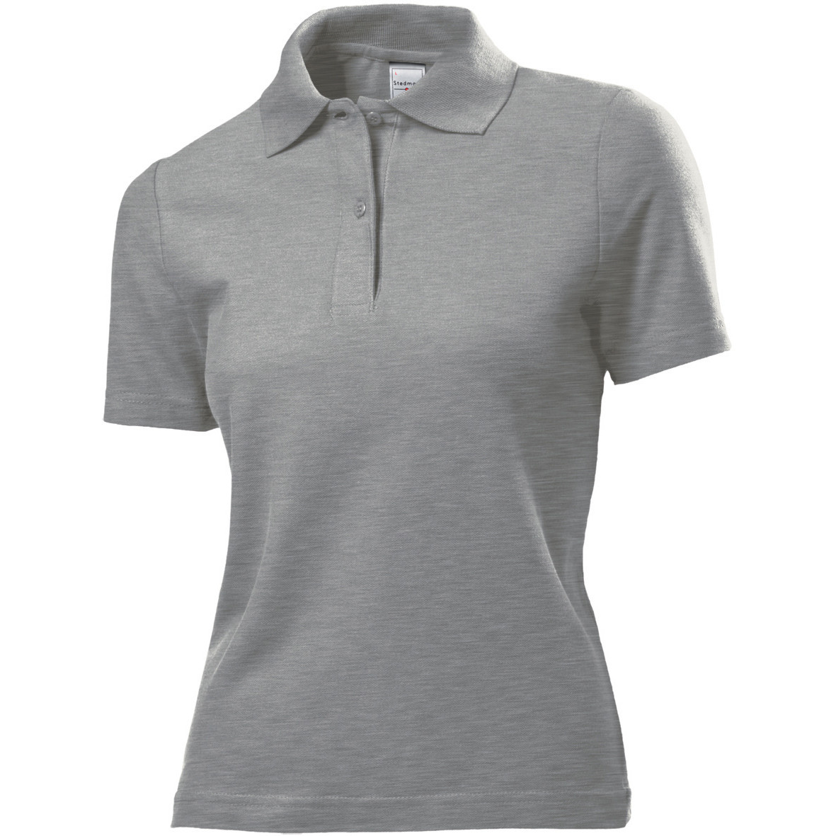 Polo da donna grigia manica corta con due bottoni 100% cotone
