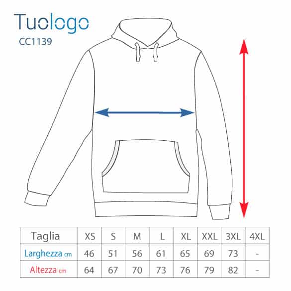 Tabella taglia larghezza e altezza