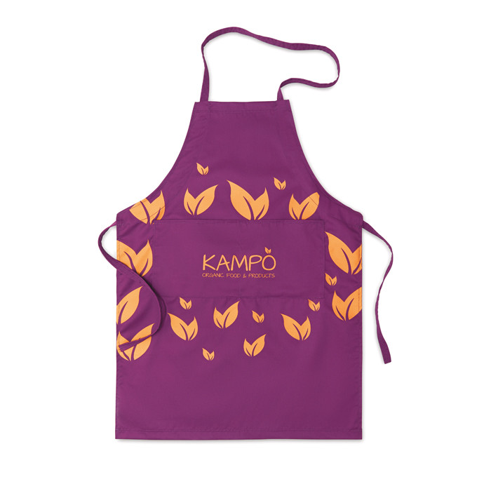 Grembiule in poliestere viola con logo