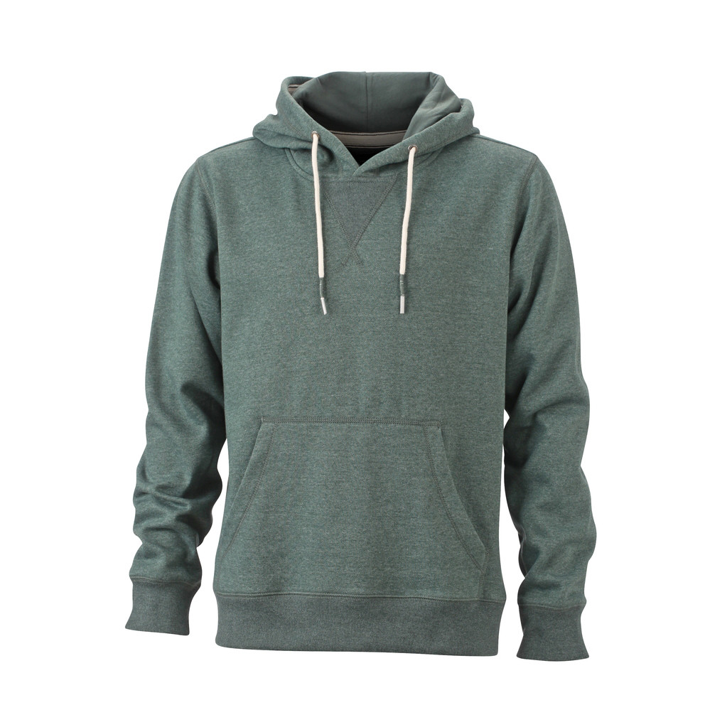 Felpa grigia in cotone con cappuccio e tascone