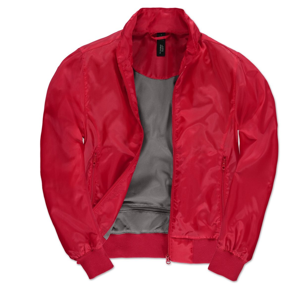 Giacca rossa interno grigio traspirante con cappuccio e tasche con zip 100% poliestere