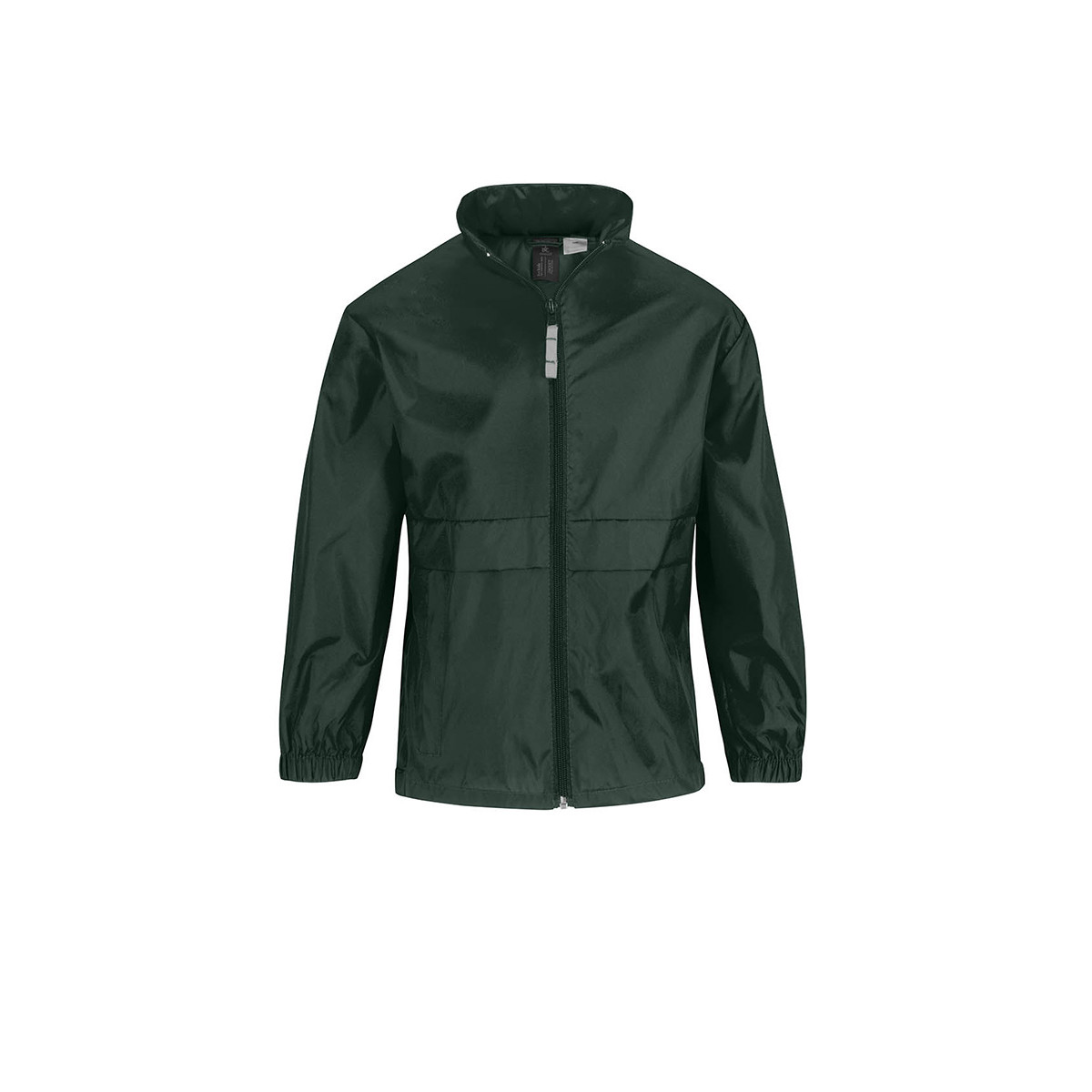 Impermeabile verde bottiglia bambino con zip centrale