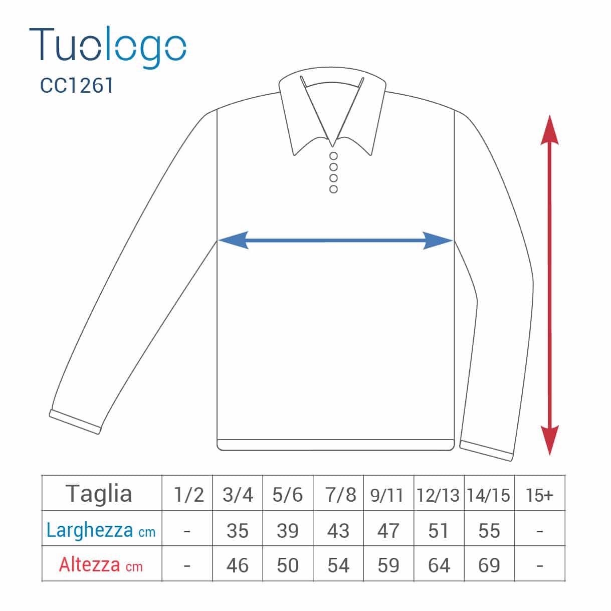 Tabella misure altezza e larghezza